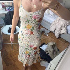 Reformation Cream Floral Midi Dress